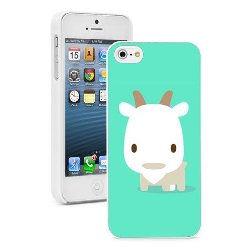Apple iPhone 5 White 5W625 Hard Back Case Cover Color Cute Cartoon Baby Goat on Mint Green