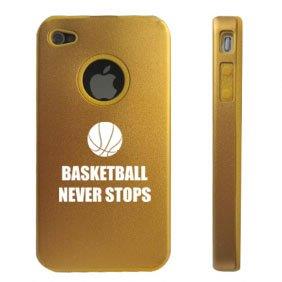 Apple iPhone 4 4S 4G Yellow Gold DD48 Aluminum & Silicone Case Basketball Never Stops