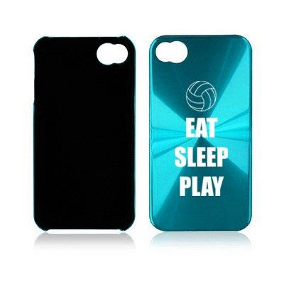 Apple iPhone 4 4S 4G Light Blue A1706 Aluminum Hard Back Case Cover Eat Sleep Play Volleyball