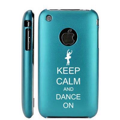 Apple iPhone 3G 3GS Light Blue E1156 Aluminum Metal Back Case Keep Calm and Dance On