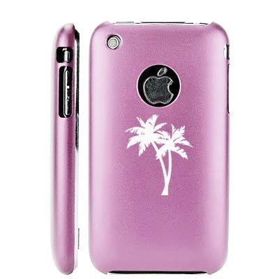 Apple iPhone 3G 3GS Light Pink E1358 Aluminum Metal Back Case Palm Trees