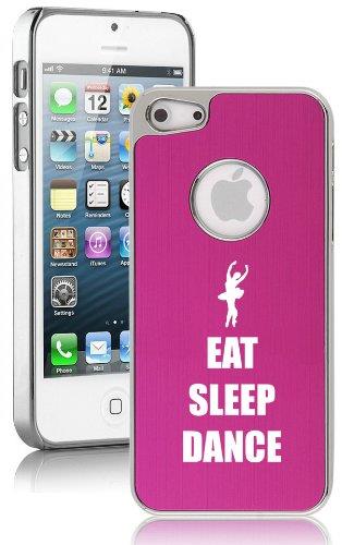 Apple iPhone 5 Hot Pink 5E315 Aluminum Plated Chrome Hard Back Case Cover Eat Sleep Dance