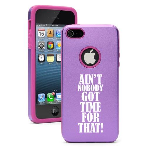 Apple iPhone 5 Purple 5D3768 Aluminum & Silicone Case Cover Ain't Nobody Got Time For That!