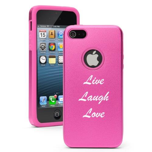 Apple iPhone 5 Hot Pink 5D1651 Aluminum & Silicone Case Cover Live Laugh Love