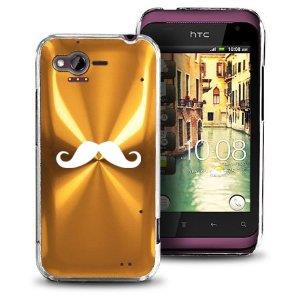 Yellow Gold HTC Rhyme Bliss Aluminum Plated Hard Back Case Cover Q78 Mustache