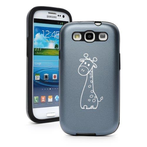 Silver Gray Samsung Galaxy S III S3 Aluminum & Silicone Hard Case SK10 Cute Giraffe Cartoon