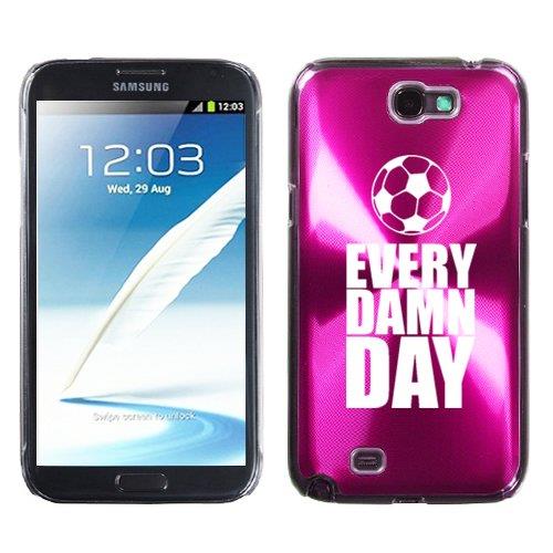 Samsung Galaxy Note 2 II N7100 Hot Pink 2F971 Aluminum Plated Hard Case Every Damn Day Soccer