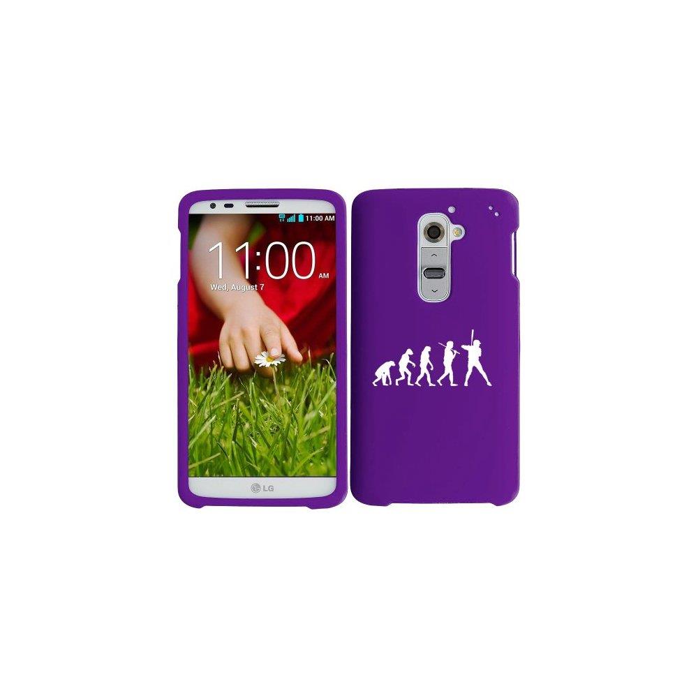 LG G2 AT&T Sprint T Mobile Snap On 2 Piece Rubber Hard Case Cover Evolution Baseball Softball (Purple)