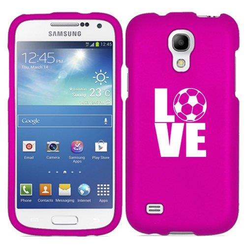 Samsung Galaxy S4 S IV Snap On 2 Piece Rubber Hard Case Cover Love Soccer (Hot Pink)