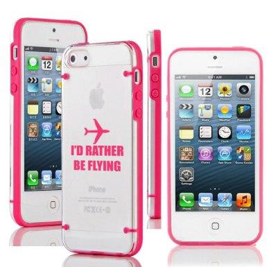 Apple iPhone 6 6s Ultra Thin Transparent Clear Hard TPU Case Cover I'd Rather Be Flying Airplane (Hot Pink)