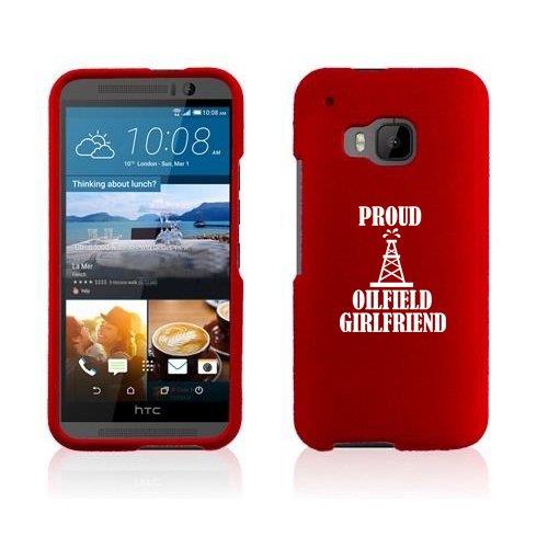 HTC One M9 Snap On 2 Piece Rubber Hard Case Cover Proud Oilfield Girlfriend (Red)