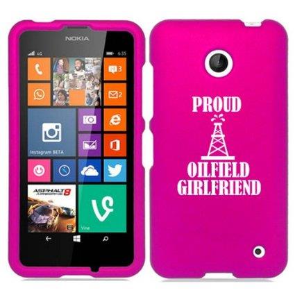 Nokia Lumia 630 635 Snap On 2 Piece Rubber Hard Case Cover Proud Oilfield Girlfriend (Hot Pink)