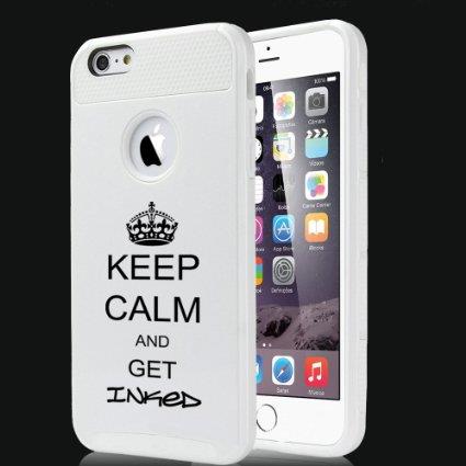 Apple iPhone 6 Plus / 6s Plus Shockproof Impact Hard Case Cover Keep Calm And Get Inked Tattoo (White)