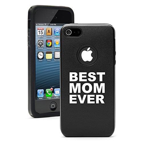 Apple iPhone 5c Aluminum Silicone Dual Layer Hard Case Cover Best Mom Ever (Black)