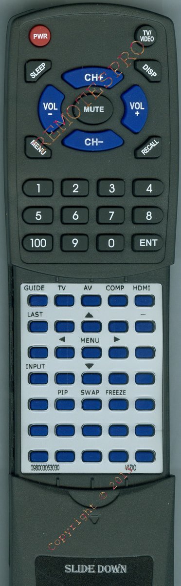 VIZIO Replacement Remote Control for VP503HDTV10A, VP423HDTV10A, 098003053030