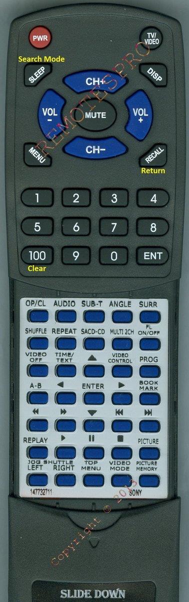 SONY Replacement Remote Control for RMTD150A, DVPNS999ES, 147732711
