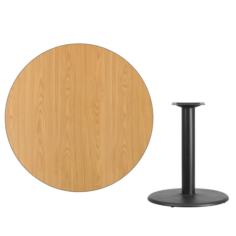 Flash Furniture XU RD 42 NATTB TR24 GG 42'' Round Natural Laminate Table Top with 24'' Round Table Height Base