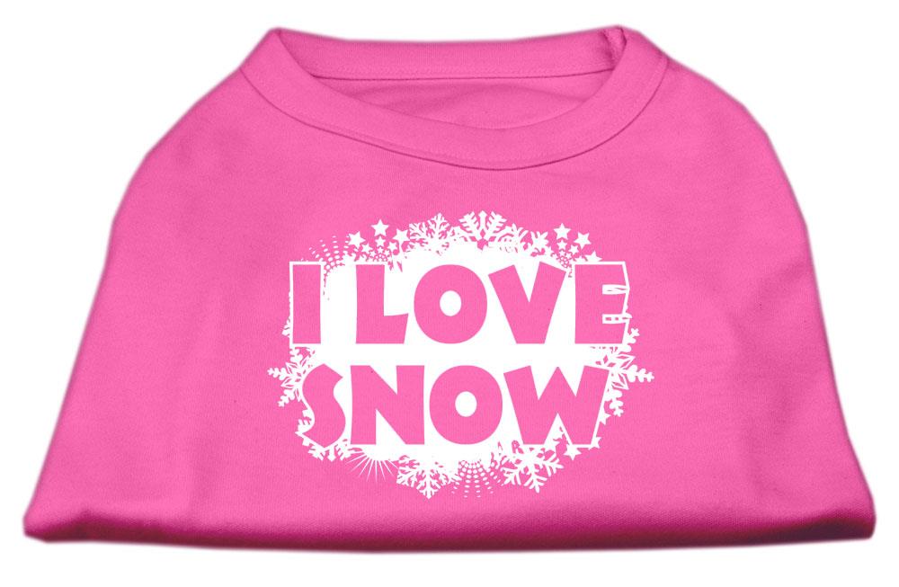 Mirage Pet Products 51 25 09 XSBPK I Love Snow Screenprint Shirts Bright Pink, Extra Small