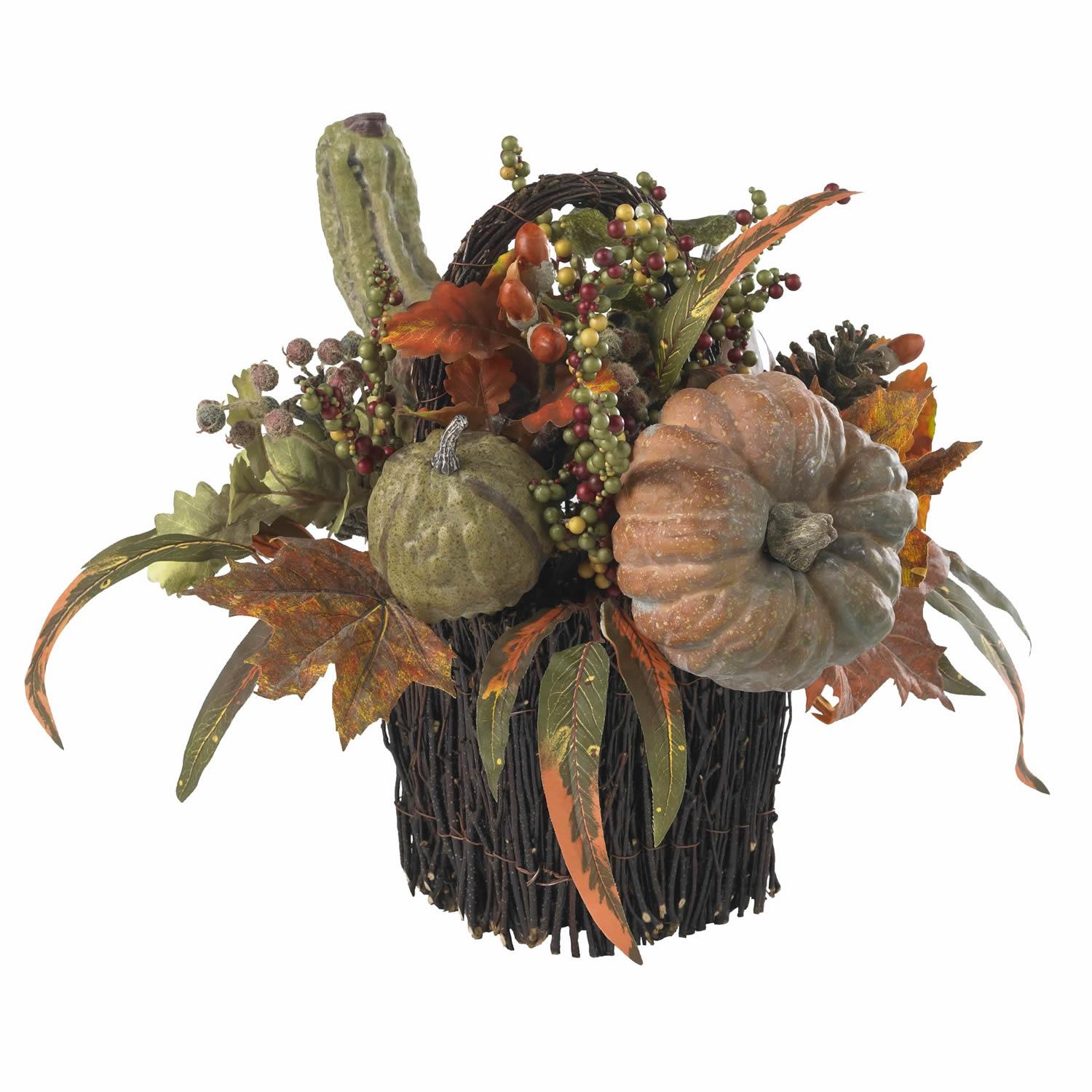 Nearly Natural 4903 NA Fall Pumpkin & Berry Table Arrangement