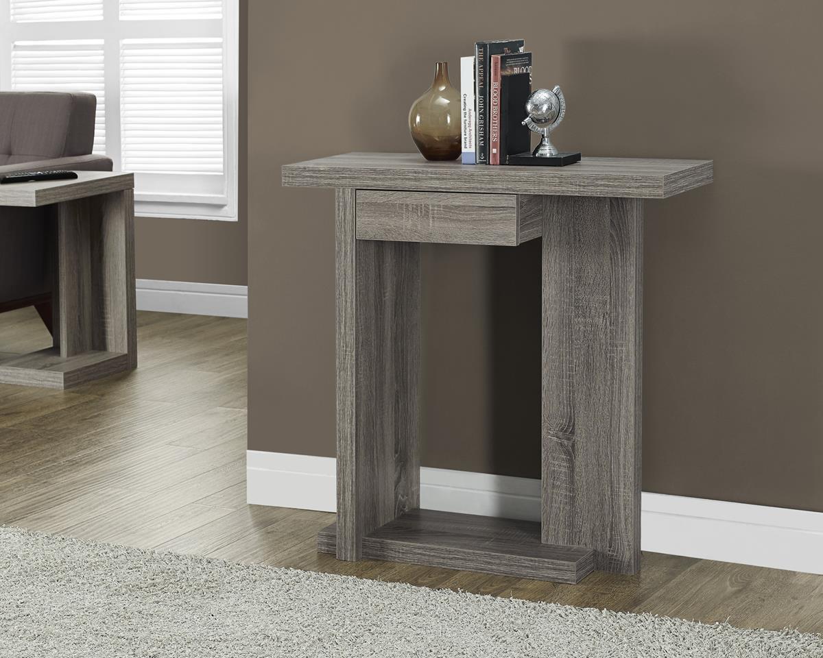 Monarch Specialties Dark Taupe Reclaimed Look Hall Console Accent Table I 2459