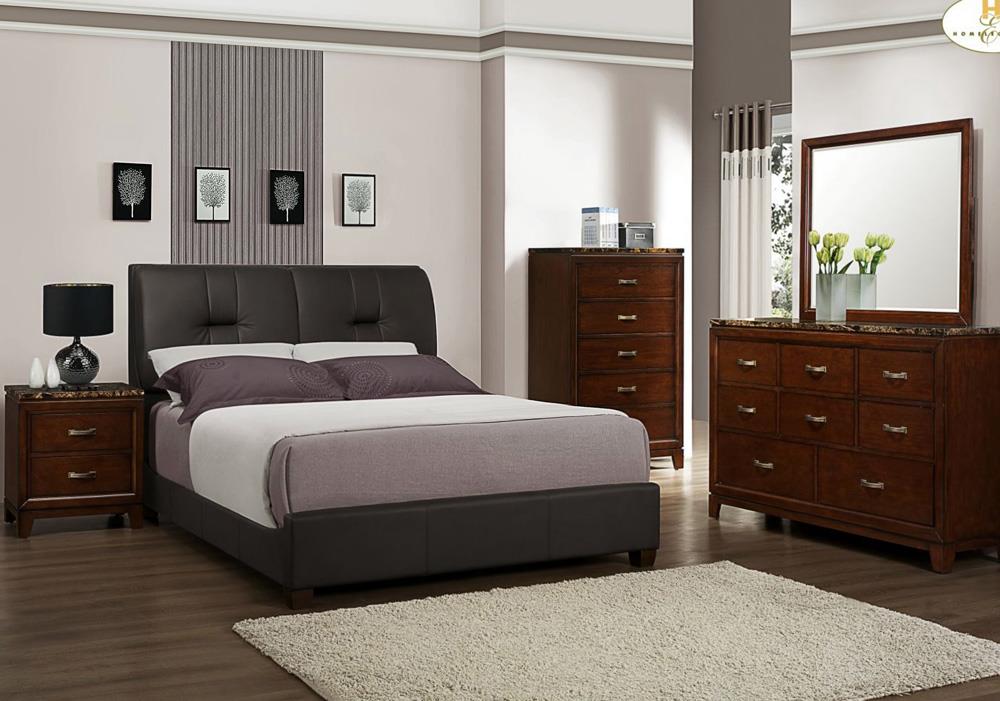 Homelegance Bleeker 5 Piece Upholstered Platform Bedroom Set