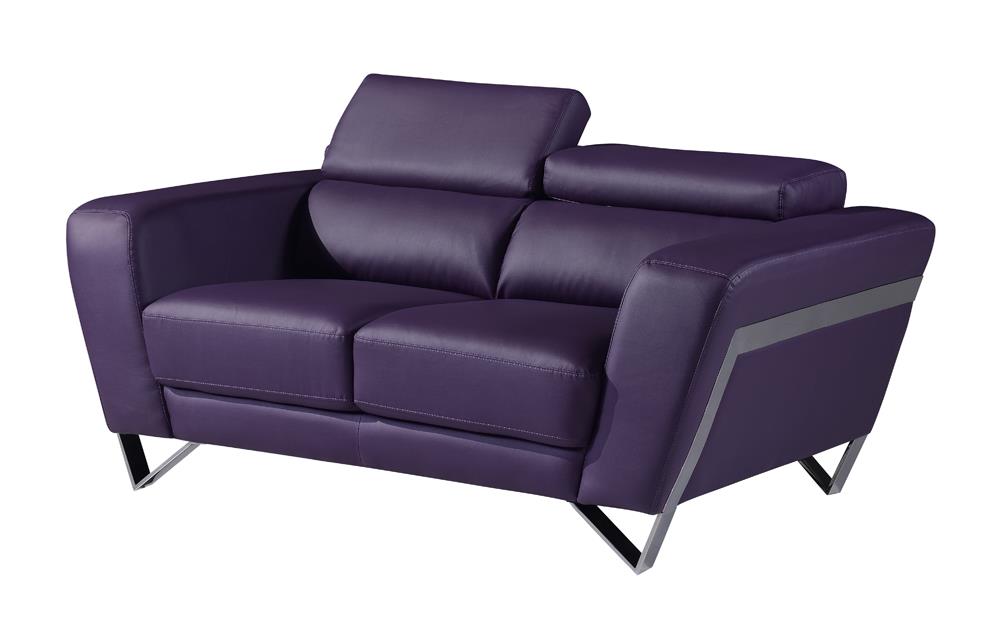 Global U7120 R6U6 P L Loveseat w/ Headrest in Purple Leather