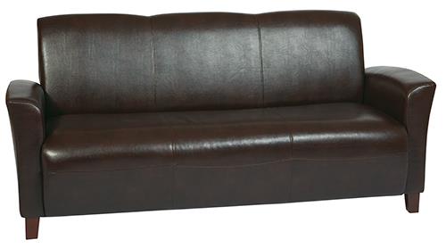 OSP Furniture Lounge Seating SL2273EC9 Mocha Eco Leather Sofa w/ Cherry Finish Legs