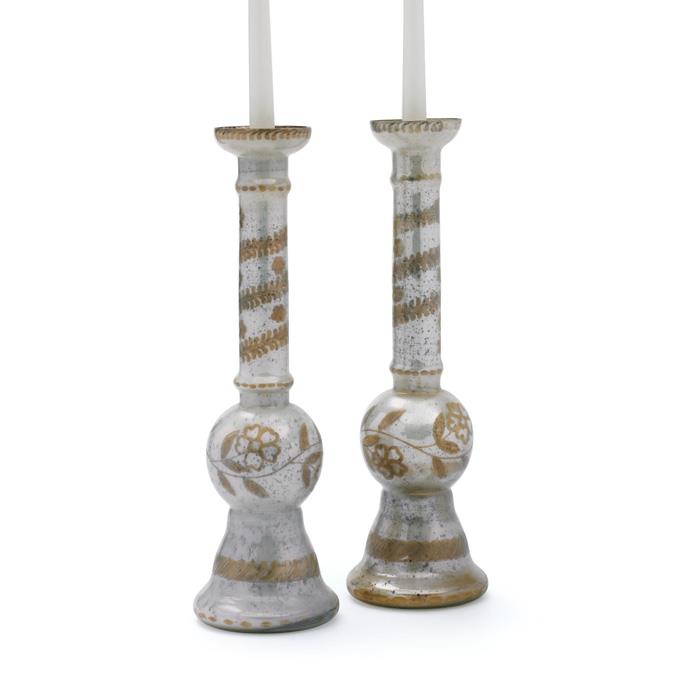 Go Home Pair Of Pearl Antique Candleholders