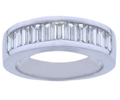 2.00 ct Ladies Baguette Cut Diamond Wedding Band in Channel Se in 18 kt White Gold