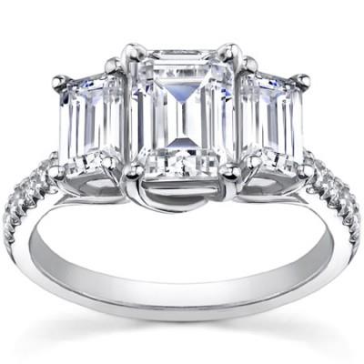 2.10 ct Ladies Emerald Cut Diamond Engagement Ring in Platinum