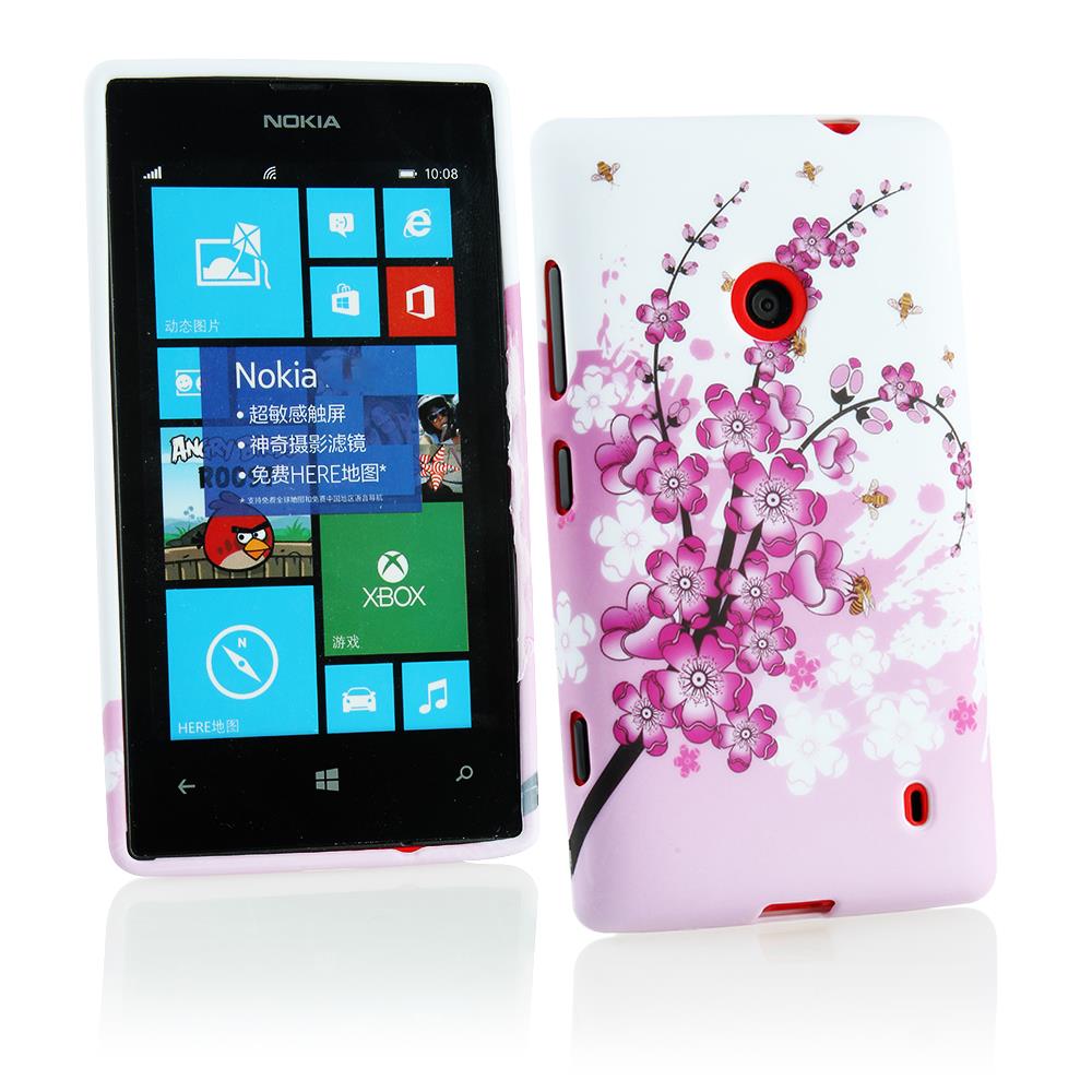 Kit Me Out US TPU Gel Case + Screen Protector with MicroFibre Cleaning Cloth for Nokia Lumia 525   Pink Blossom