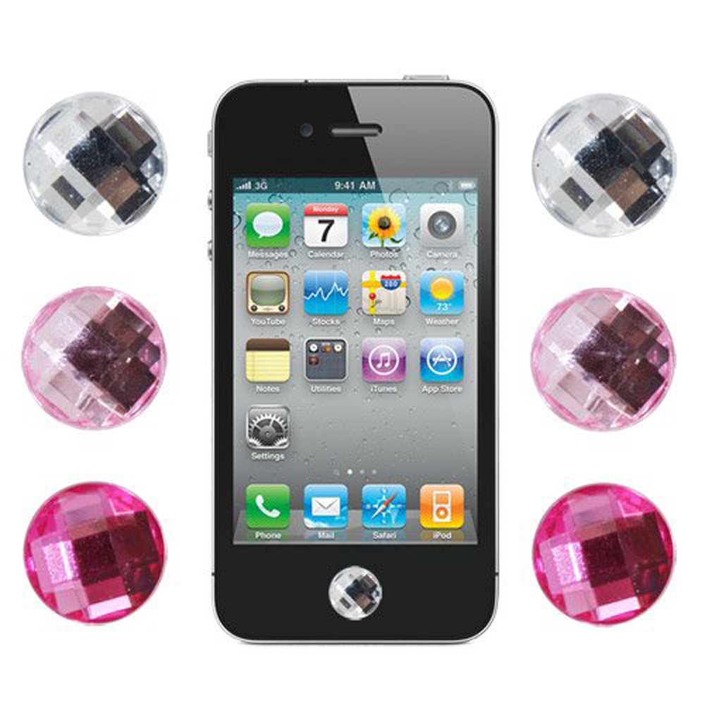 Pack of 6 Bling Crystal Style Home Button Sticker for Apple iPhone iPod iPad