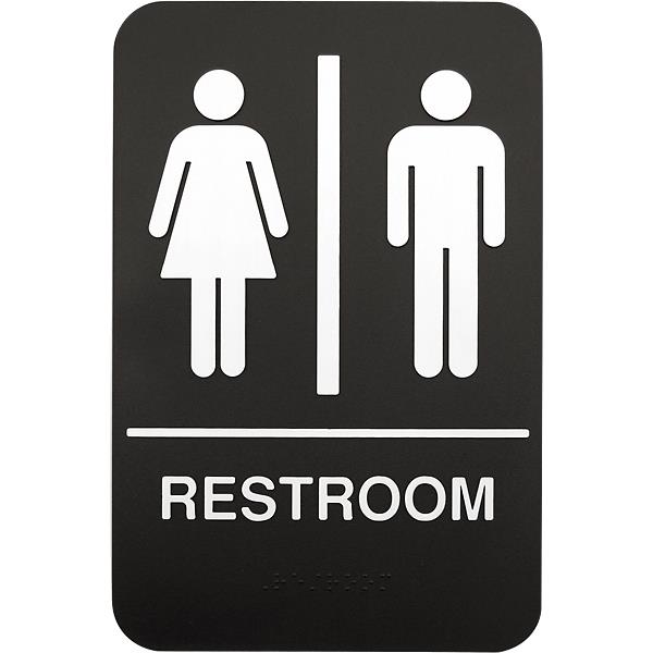 Braille Unisex Restroom Door Sign   6" x 9"