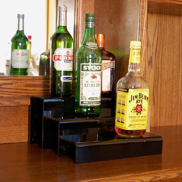 12 inch 3 Tier Liquor Bottle Shelf   Black