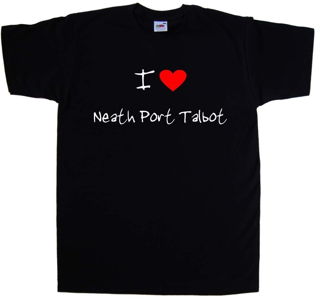 I Love Heart Neath Port Talbot Black T Shirt