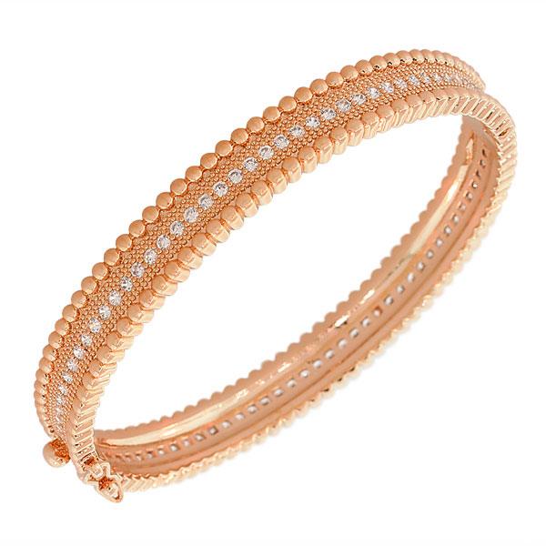 Fashion Alloy Rose Gold Tone White CZ Filigree Bangle Bracelet