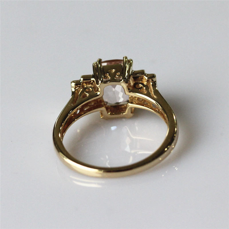 Unique 6X8mm Cushion Cut Fancy Pink Morganite Ring Morganite Engagement Ring Wedding Bridal Ring