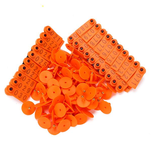 100 Sets Goat Sheep Pig 1 100 Number Plastic Livestock Ear Tag With Orange Color