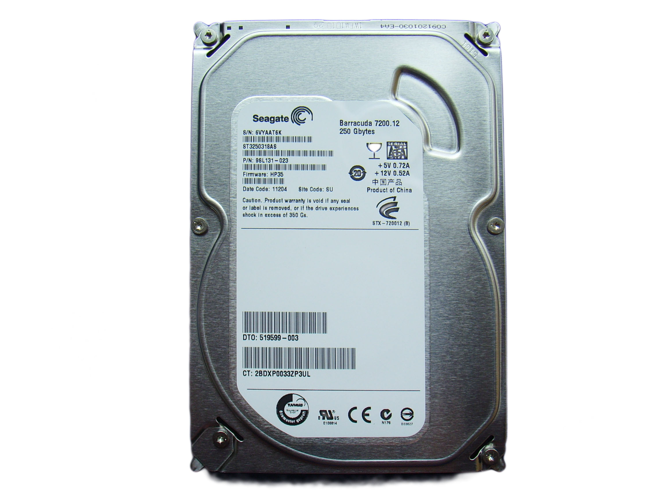 Seagate Barracuda 7200.10 ST380815AS 80GB 7200 RPM 8MB Cache SATA 3.0Gb/s 3.5" Internal Hard Drive Bare Drive