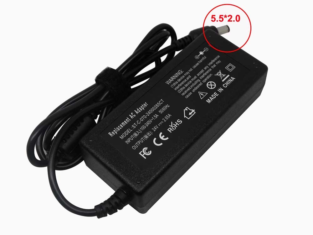 24V 2.65A Power Adapter for Fujitsu fi 6130 fi 6140 fi 6230 fi 6240 fi 5530C2 5.5mm*2.0mm