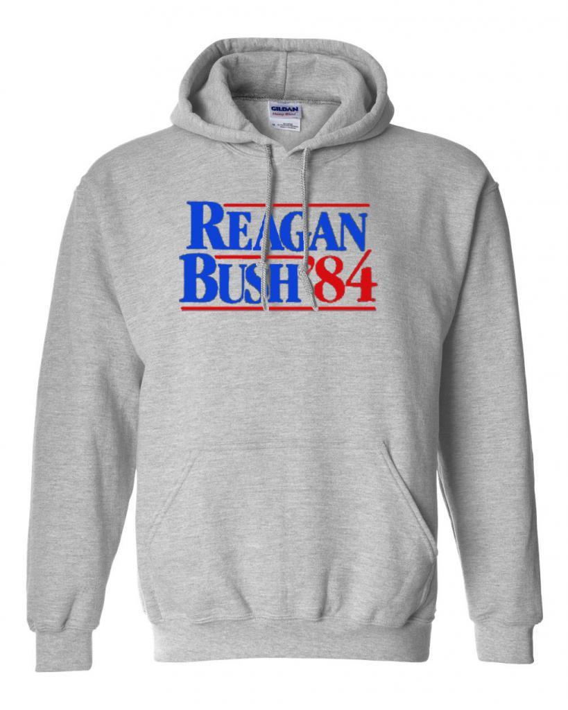 Adult Reagan Bush '84 Political Election Hoodie Sweatshirt