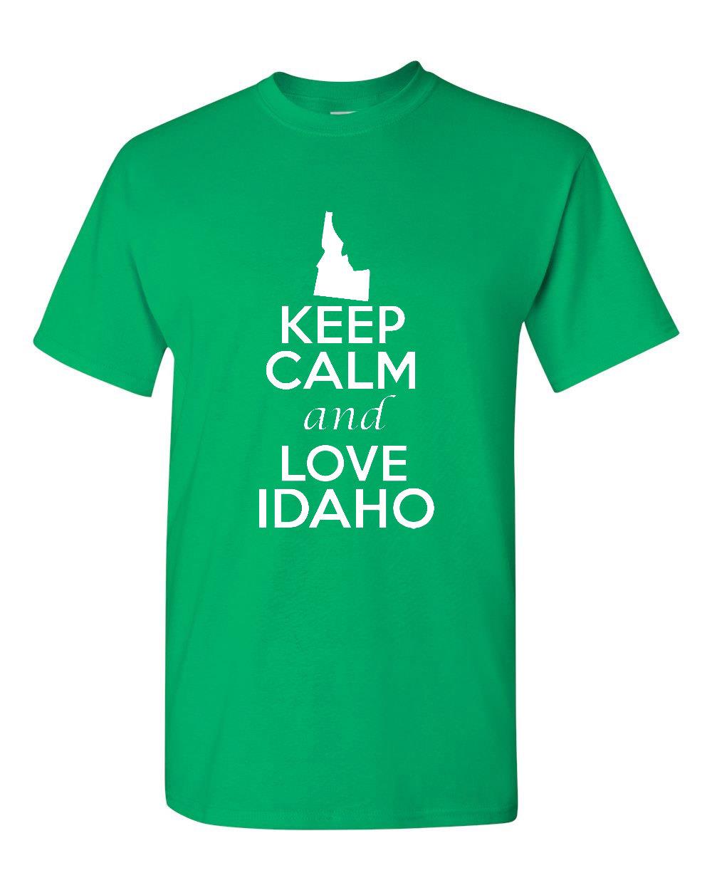 Keep Calm and Love Idaho Adult T Shirt Tee