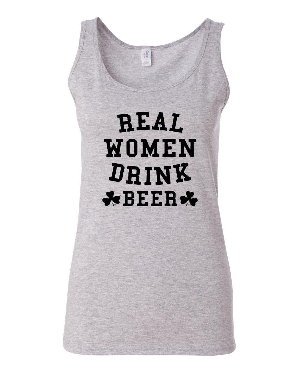 Junior Real Women Drink Beer Humor Sleeveless Tank Top