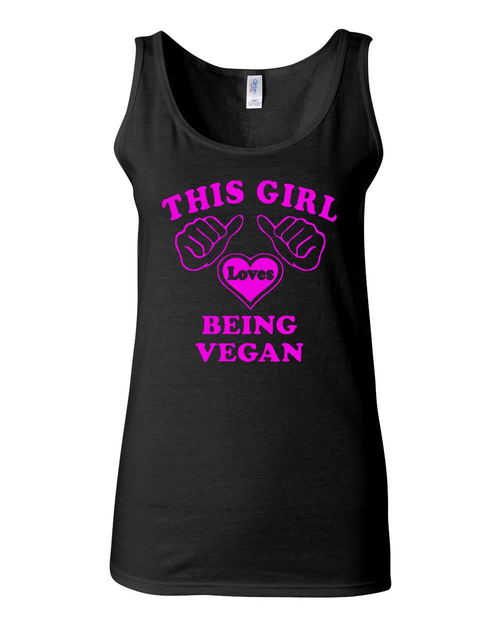 Junior This Girl Loves Being Vegan Statement Graphic Sleeveless Tank Top