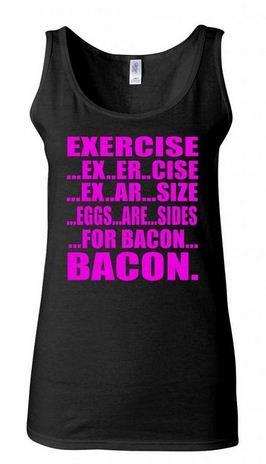 Junior Excercise Eggs Are Sides For Bacon Funny Statement Graphic Sleeveless Tank Top