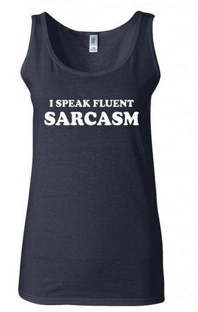 Junior I Speak Fluent Sarcasm Humor Statement Graphic Sleeveless Tank Top