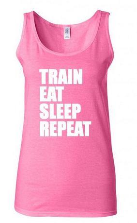 Junior Train Eat Sleep Repeat Slogan Design Statement Sleeveless Tank Top