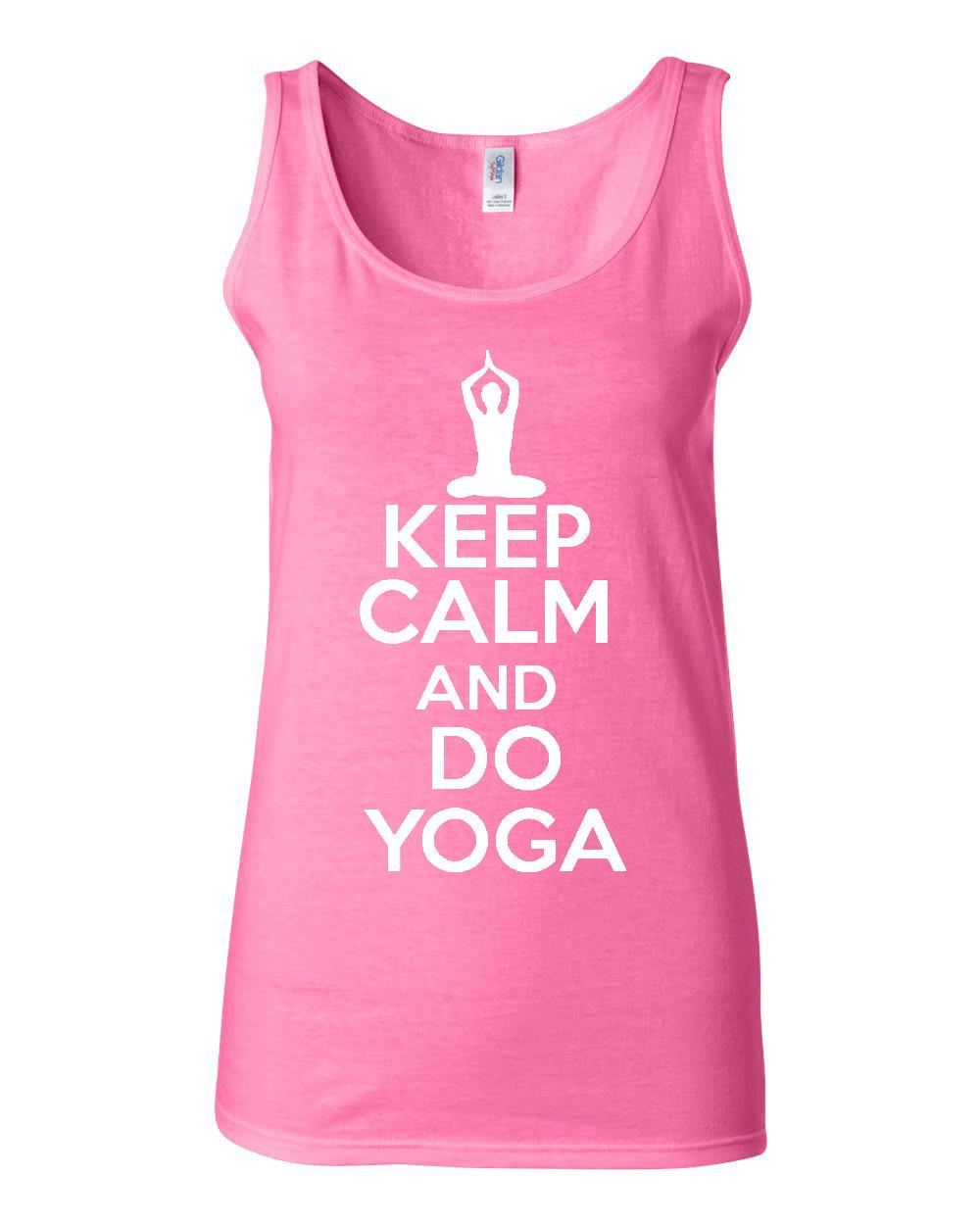 Junior Keep Calm and Do Yoga Exercise Graphic Design Statement Sleeveless Tank Top