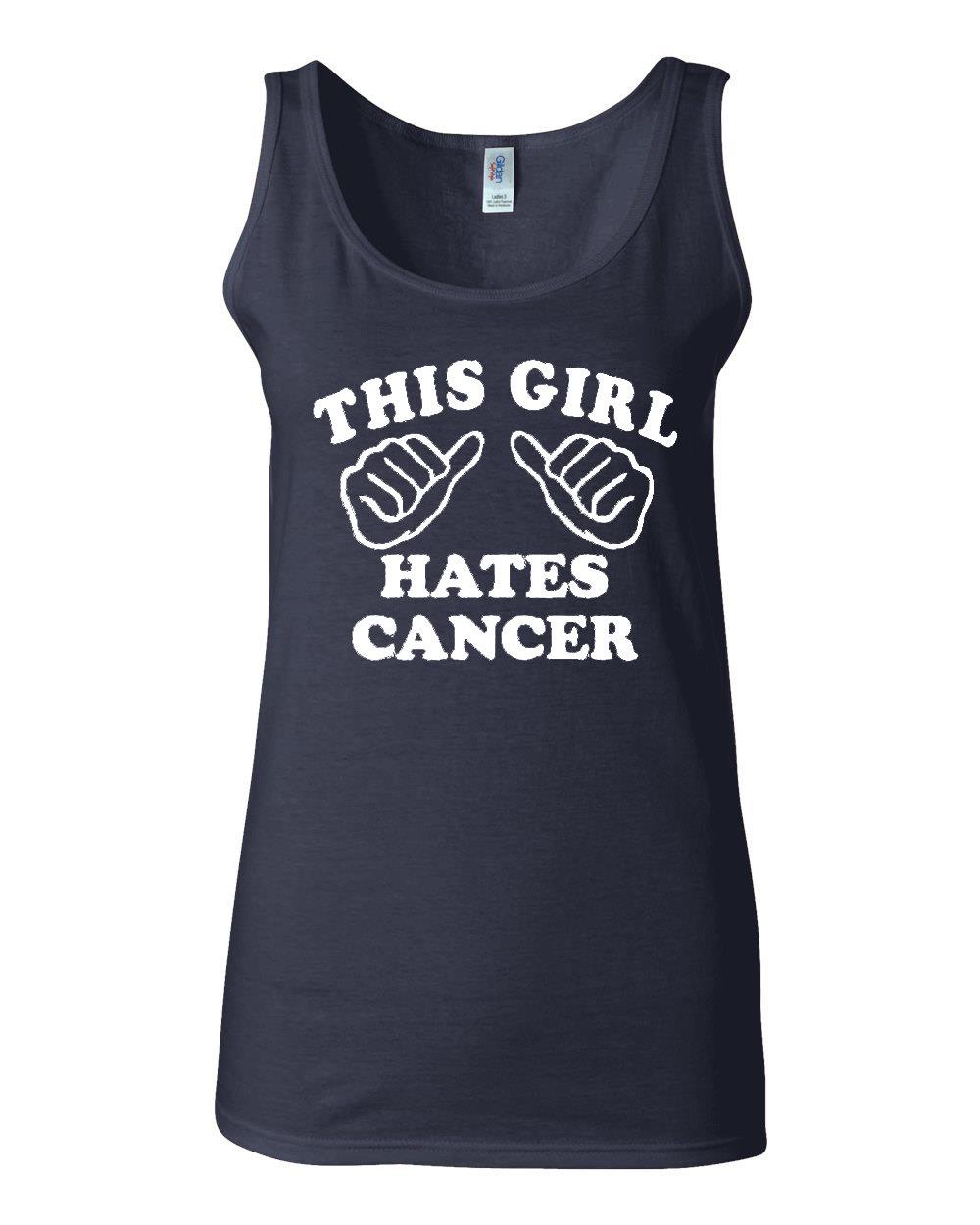 Junior This Girl Hates Cancer Humor Sleeveless Tank Top