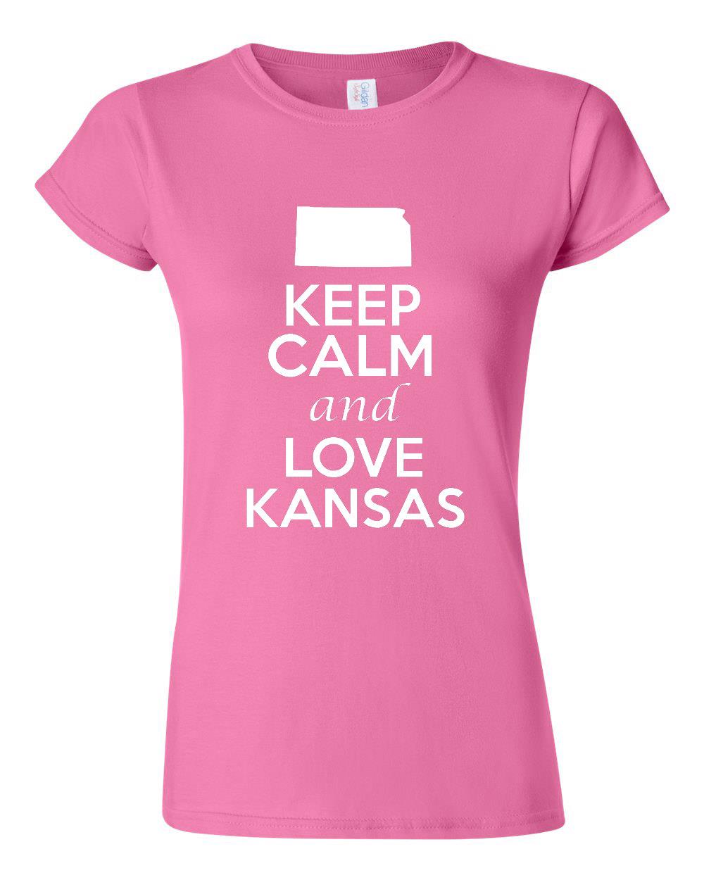 Junior Keep Calm and Love Kansas T Shirt Tee